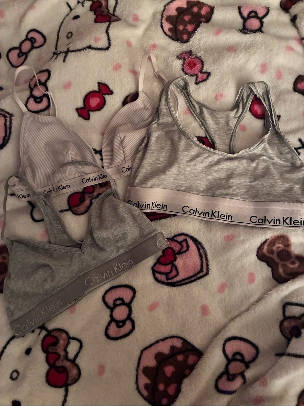 Calvin Klein Light Gray & Heather Gray Bralette Trio
